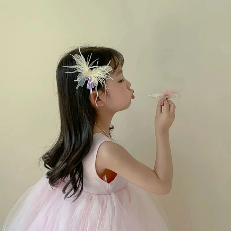 אופנה לרפא ציציות Bowknot סרטים קלוע סיכות פיות כובעים לילדים בנות הקיץ הנסיכה סיכות שיער אביזרים - 1