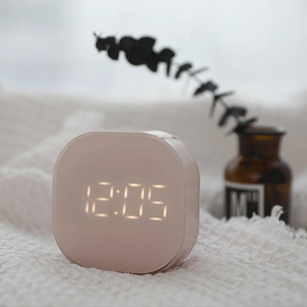 אלקטרוני כיכר שקטה ליד המיטה שעון מעורר טמפרטורה חכמה חש משיכה מגנטית השעון עיצוב הבית - 2