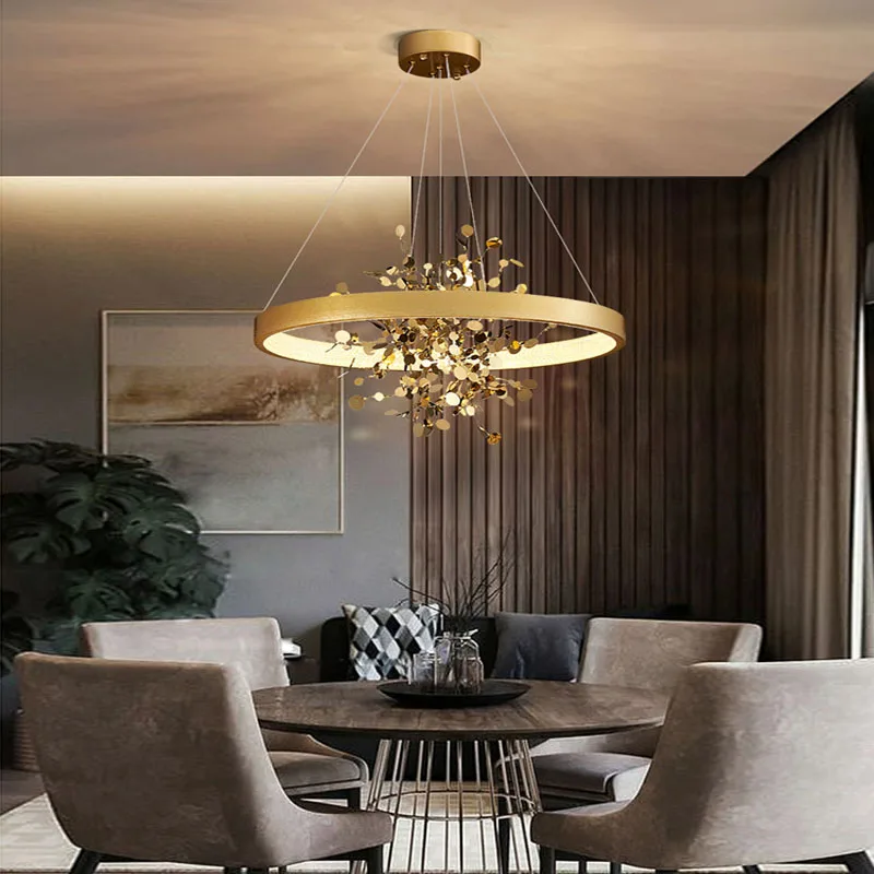 אמנות Led נברשת אורות תליון מנורה עיצוב חדר מודרני השעיה מקורה עיצוב חדש העונה גרוב בצורת תלוי הביתה Appliance - 1