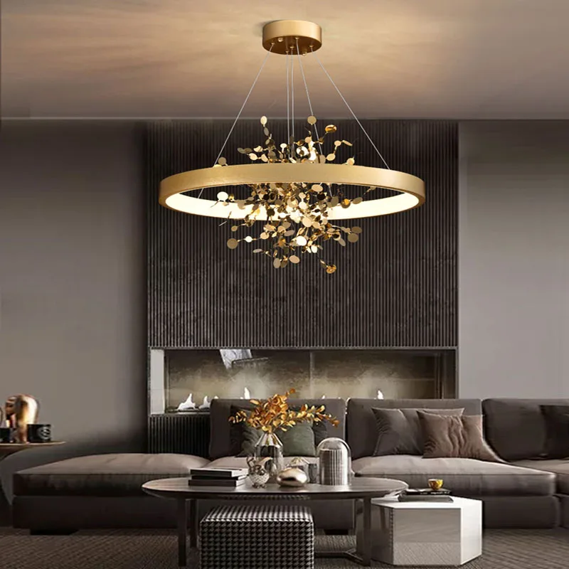 אמנות Led נברשת אורות תליון מנורה עיצוב חדר מודרני השעיה מקורה עיצוב חדש העונה גרוב בצורת תלוי הביתה Appliance - 2