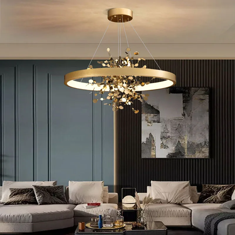 אמנות Led נברשת אורות תליון מנורה עיצוב חדר מודרני השעיה מקורה עיצוב חדש העונה גרוב בצורת תלוי הביתה Appliance - 3