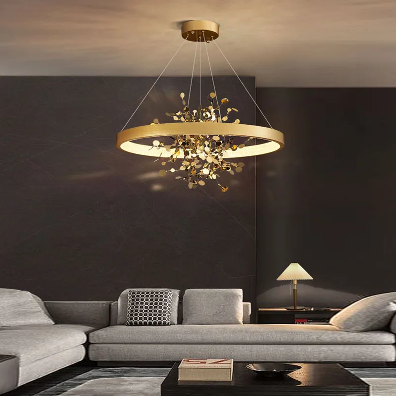 אמנות Led נברשת אורות תליון מנורה עיצוב חדר מודרני השעיה מקורה עיצוב חדש העונה גרוב בצורת תלוי הביתה Appliance - 4