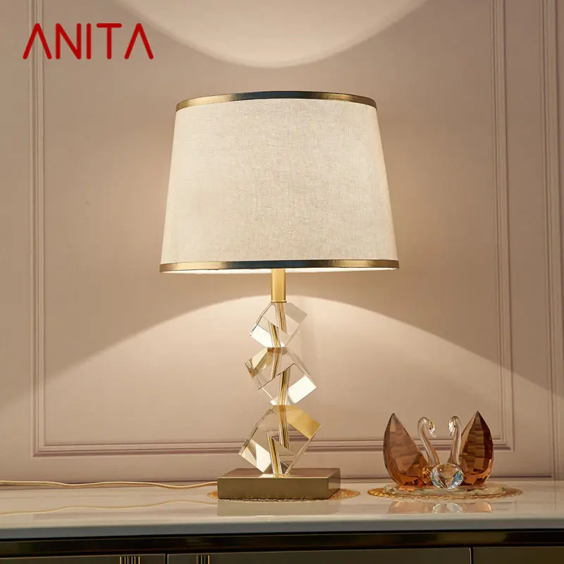 אניטה עכשווי קריסטל מנורת שולחן LED בציר פשוט יצירתי ליד המיטה שולחן אור הביתה סלון עיצוב חדר השינה - 0