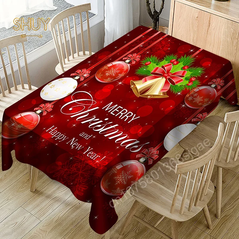 חג המולד הגולגולת מודפס מלבני מפות חתונה, סידורי שולחנות, עיצוב מפת שולחן עמיד למים שולחן האוכל בד - 1