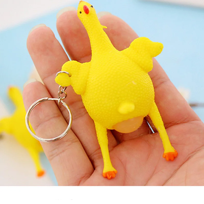 חמוד ביצה עוף תרנגולות מטילות צפוף כדור הלחץ מחזיק מפתחות יצירתי מצחיק לזייף מסובך גאדג ' טים צעצוע עוף Keyring מחזיקי מפתחות - 4