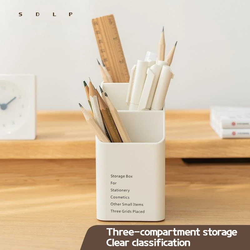 יצירתי טרפז שלושה רשת מסווג אחסון עיצוב מחזיק עט עם קיבולת גדולה קטנים טריים שולחן העבודה תיבת אחסון - 2