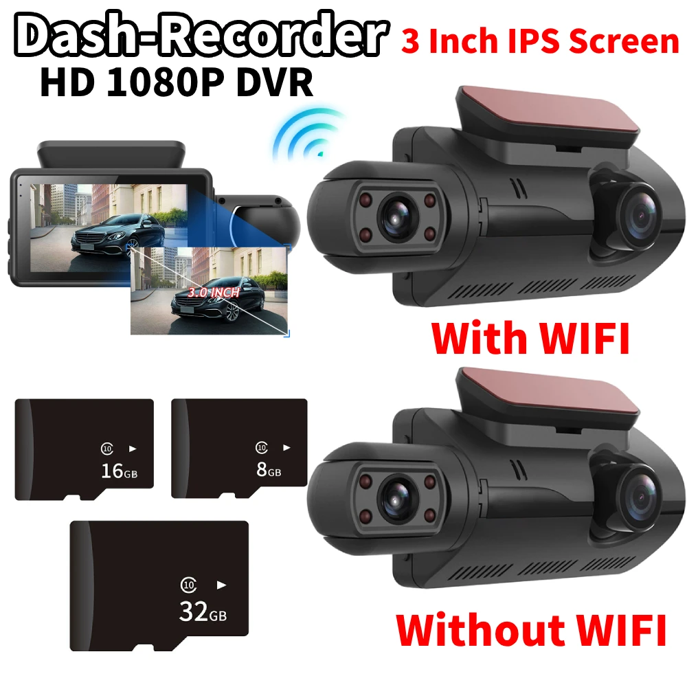 כפול עדשה Dash Cam עבור מכוניות הקופסה השחורה Full HD 1080P לרכב מקליט וידאו עם WIFI ראיית לילה G-חיישן Dashcam Dvr מצלמה רכב - 0