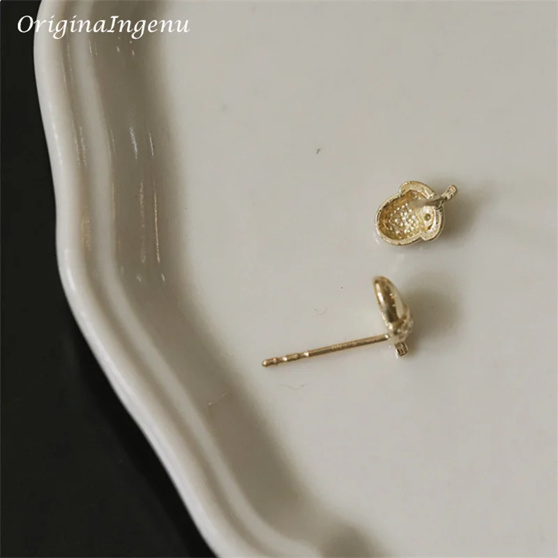 מוצק זהב 9K אלון עגיל זהב 9k נשים תכשיטים מינימליסטי עדין עגילים להכתים Resistan תכשיטים יפים - 3