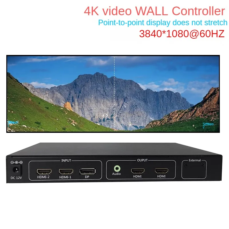 מקצועי מוניטור 4K קיר וידאו Processo עבור 4K כפול-מסך מעבד עם 2 יציאות HDMI 1x2 החדרת מעבד 3840x1080 - 0