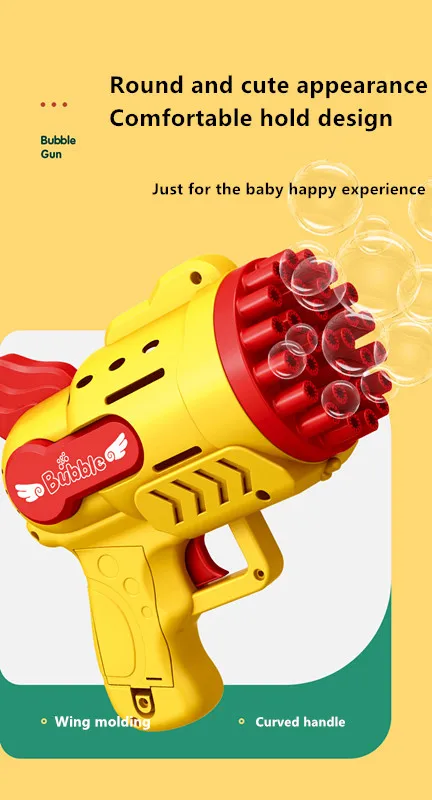 נפץ 23-חור מלאך מכונת הבועות חשמלי בועה אקדח משחקים לילדים צעצוע אקדח בועות - 5