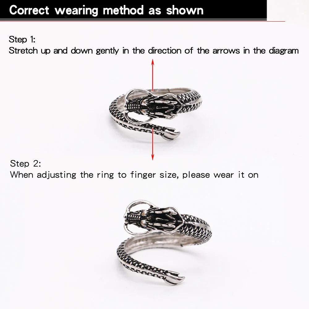 סינית בסגנון וינטג יצירתי טבעת הדרקון 100% כסף סטרלינג 925 צמיד מיוחד תכשיטים אישית מסיבת יום הולדת מתנות - 2