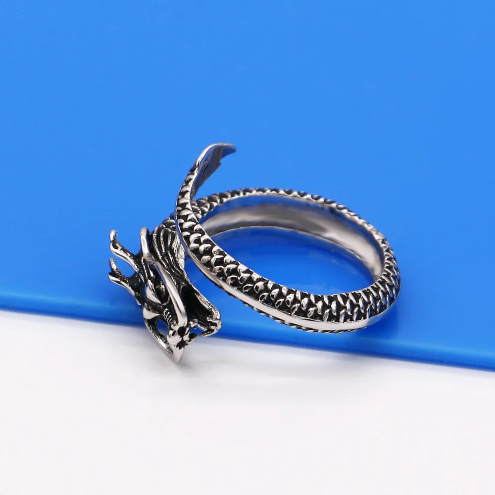 סינית בסגנון וינטג יצירתי טבעת הדרקון 100% כסף סטרלינג 925 צמיד מיוחד תכשיטים אישית מסיבת יום הולדת מתנות - 4