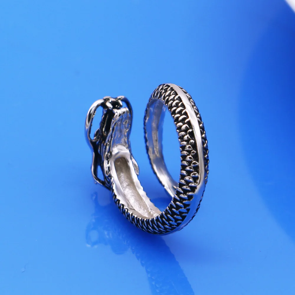 סינית בסגנון וינטג יצירתי טבעת הדרקון 100% כסף סטרלינג 925 צמיד מיוחד תכשיטים אישית מסיבת יום הולדת מתנות - 5