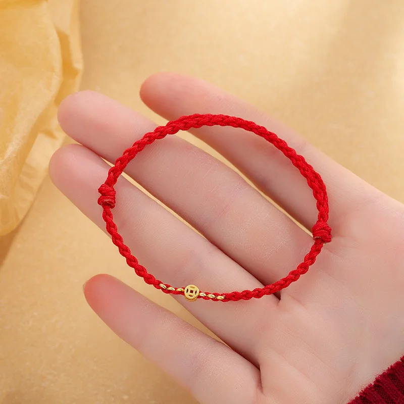 עבודת יד צבע זהב כסף אדום החבל מזל צמיד נשים בנות ברכה קסמי צמידים צמידים עבור חבר מתנות גודל להתאים - 3