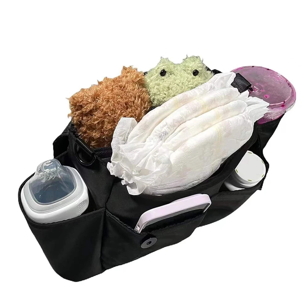 עגלת תינוק ארגונית, עגלה הקאדילק לעגלת תינוק תיק עגלה ארגונית עם מחזיקי גביע, רצועת כתף, אחסון נייד - 1