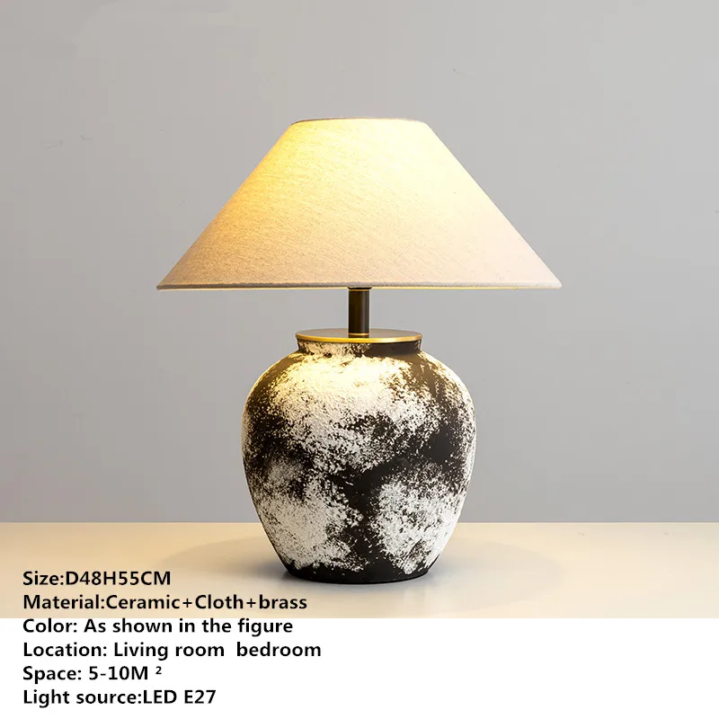 עפרה נורדי קרמיקה מנורת שולחן אמנות מודרנית הסלון, חדר השינה המחקר הוביל מקוריות פליז שולחן אור - 5