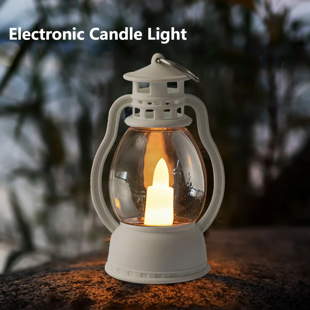 רטרו אלקטרוניים, לאור נרות עשן Flameless LED תלוי פנס מוגן עמיד מנורת נפט מיני נייד עבור יום חג המולד - 0