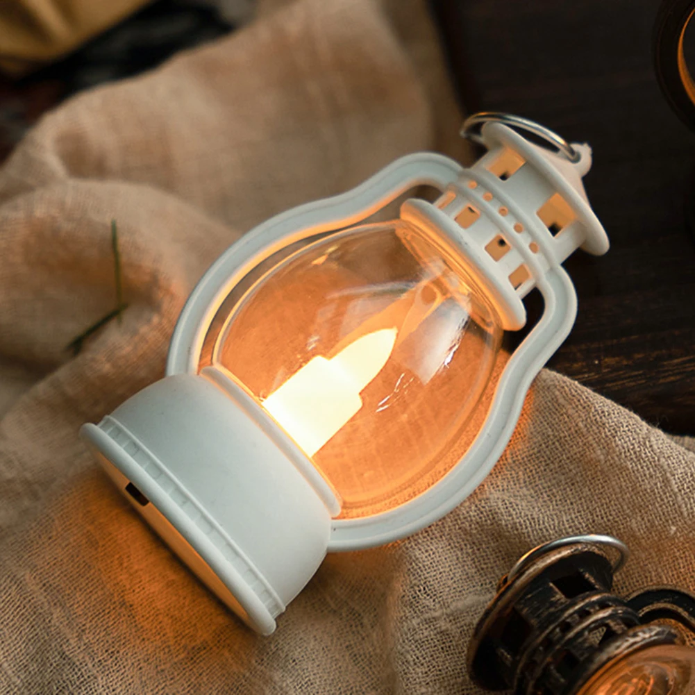רטרו אלקטרוניים, לאור נרות עשן Flameless LED תלוי פנס מוגן עמיד מנורת נפט מיני נייד עבור יום חג המולד - 2