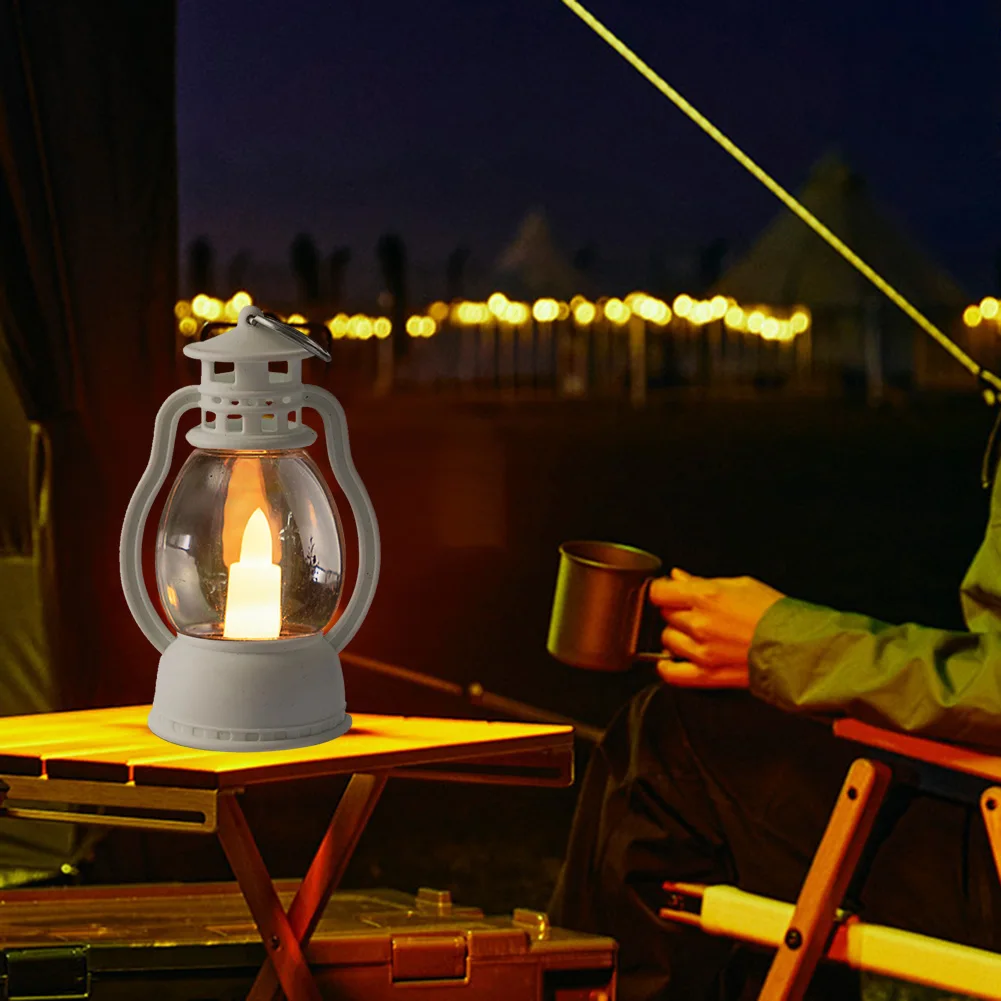 רטרו אלקטרוניים, לאור נרות עשן Flameless LED תלוי פנס מוגן עמיד מנורת נפט מיני נייד עבור יום חג המולד - 3