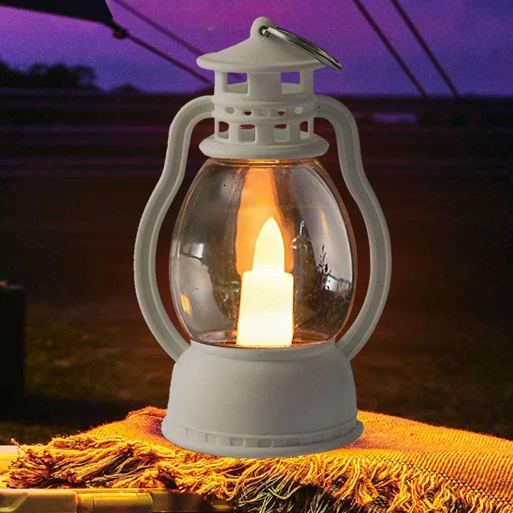 רטרו אלקטרוניים, לאור נרות עשן Flameless LED תלוי פנס מוגן עמיד מנורת נפט מיני נייד עבור יום חג המולד - 4