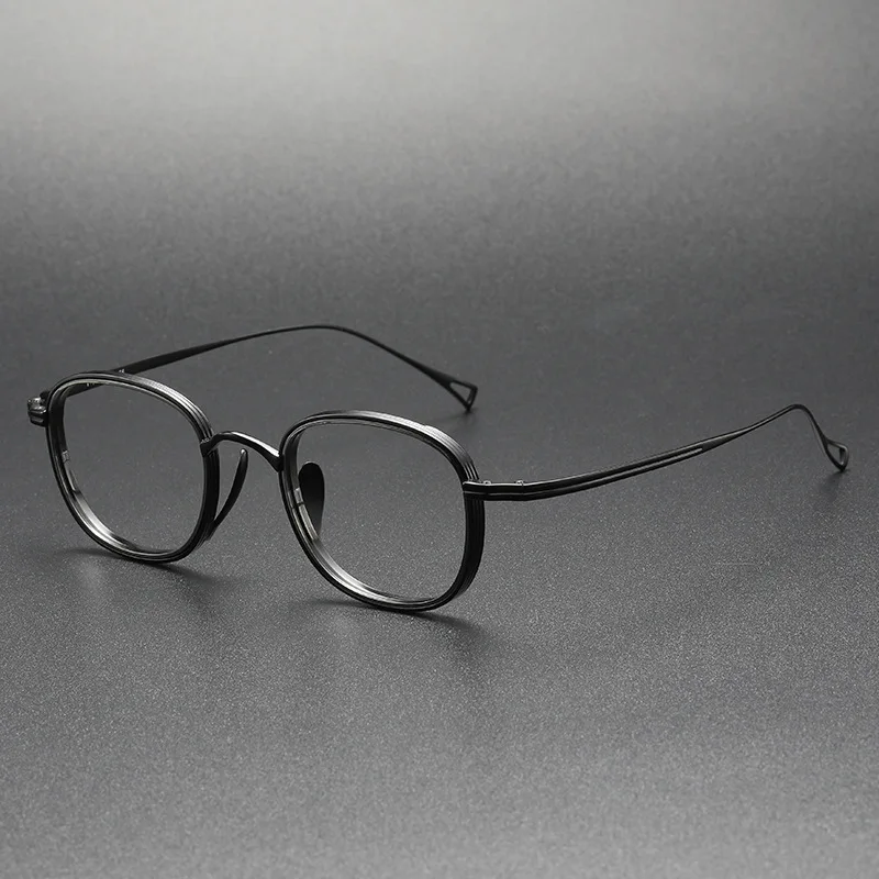 רטרו טהור טיטניום מסגרת משקפיים נשים ניו וינטג ' אולטרה-לייט יכול להתאים מצולע מרשם משקפיים גברים משקפי שמש משקפיים - 3