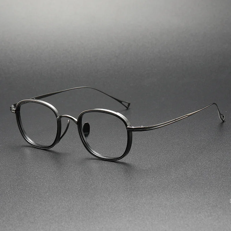 רטרו טהור טיטניום מסגרת משקפיים נשים ניו וינטג ' אולטרה-לייט יכול להתאים מצולע מרשם משקפיים גברים משקפי שמש משקפיים - 4