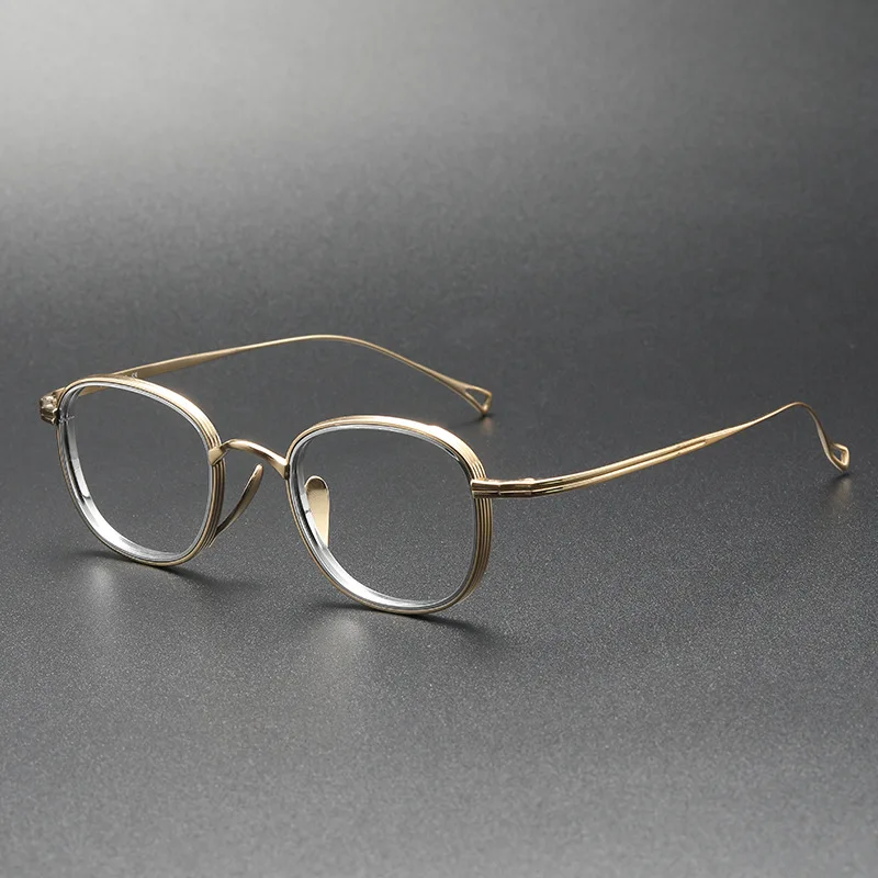 רטרו טהור טיטניום מסגרת משקפיים נשים ניו וינטג ' אולטרה-לייט יכול להתאים מצולע מרשם משקפיים גברים משקפי שמש משקפיים - 5
