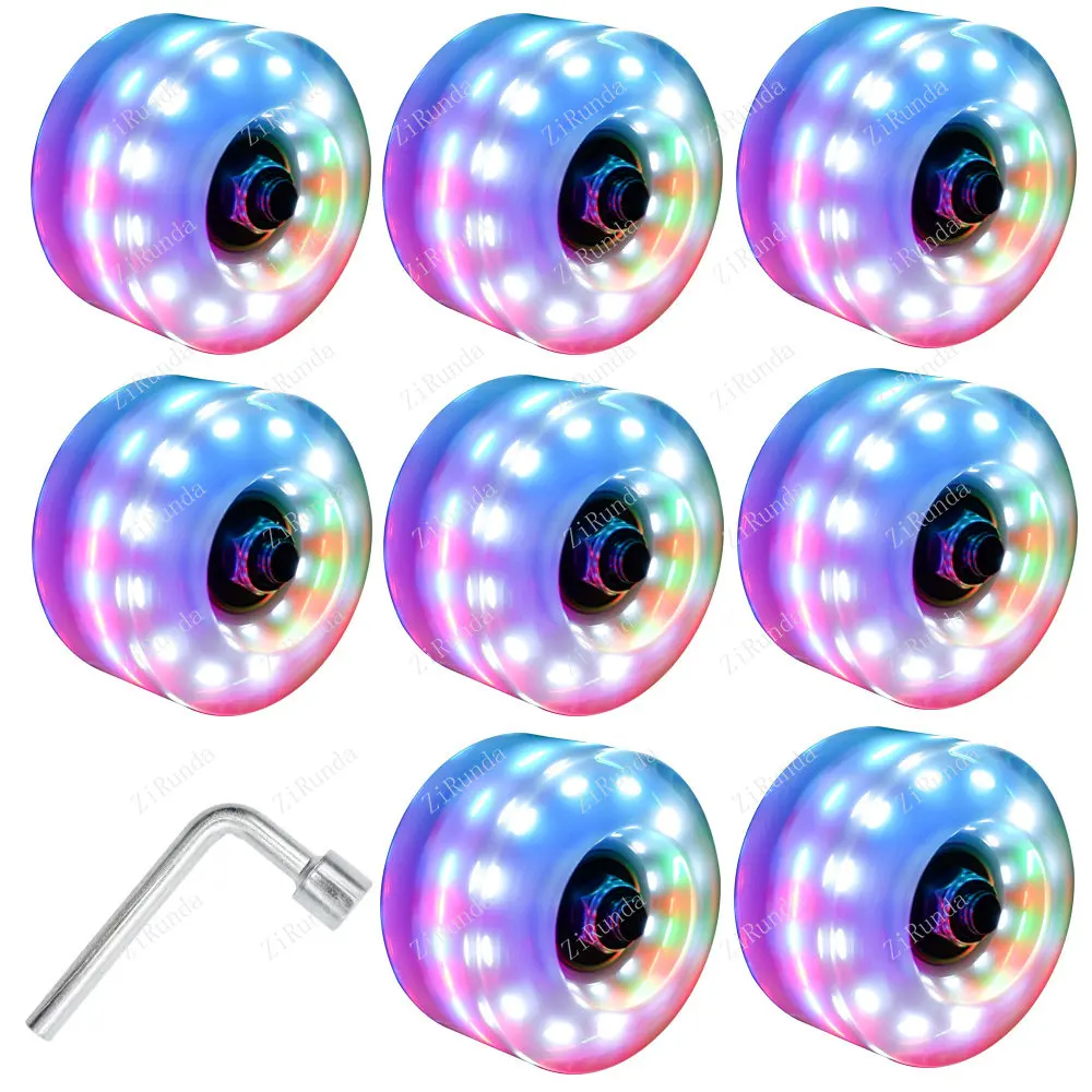 שורה כפולה גלגל חלקלק 6 רולים צבע אור גלגל בגלגל ארבע החלקה מהבהבת גלגל מחליק אביזרים - 2