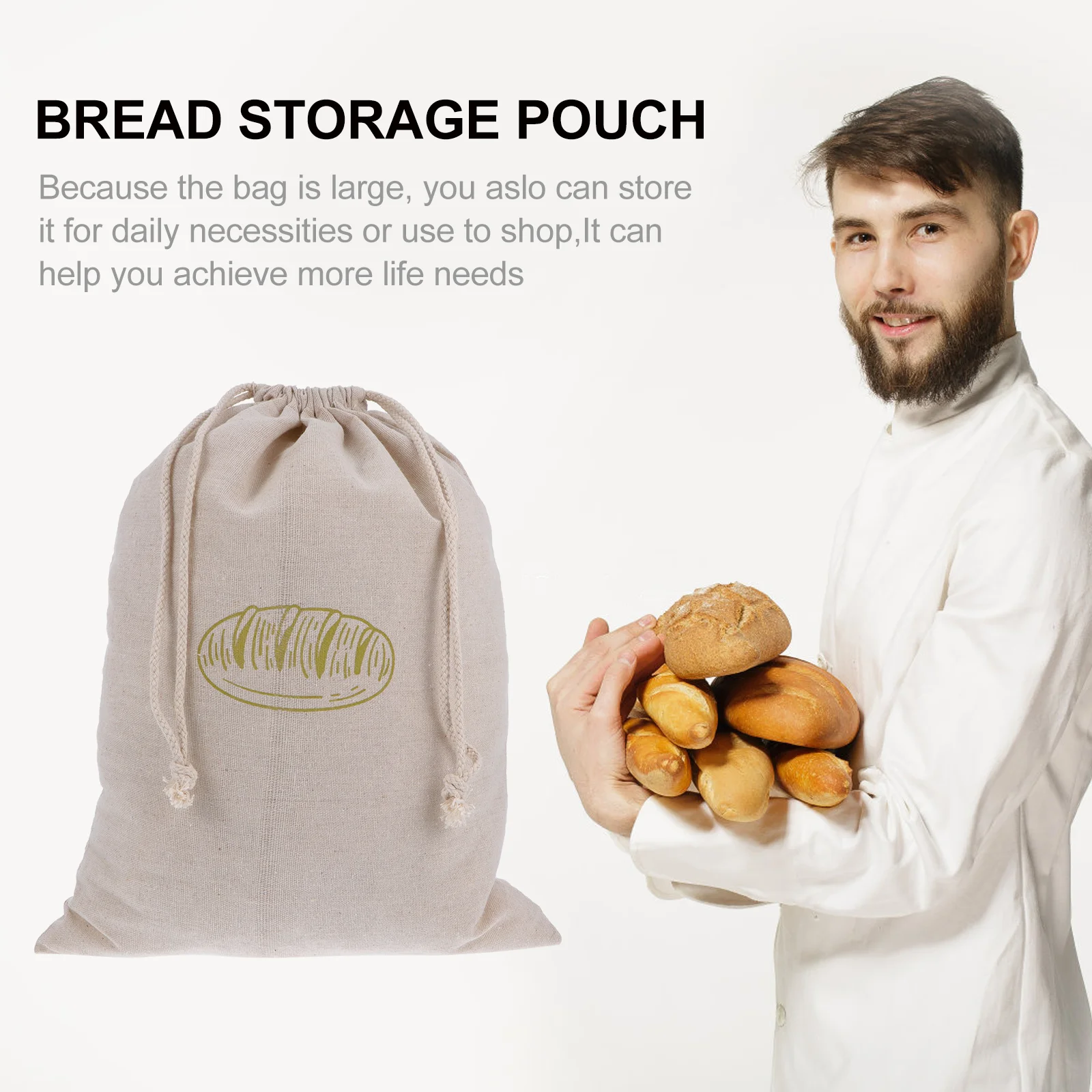 שרוך לחם תיק פאוץ כותנה שקיות ירקות קציצות פשתן מתנה אחסון ארגונית - 1