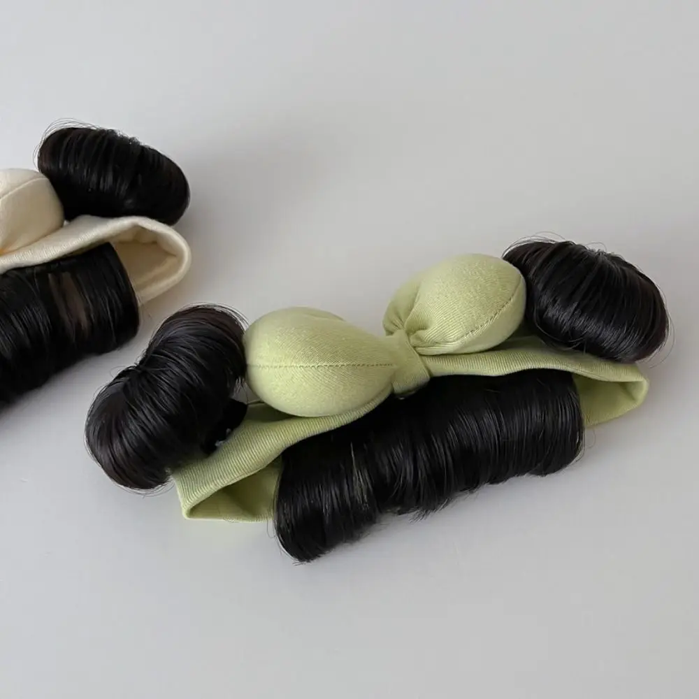 תינוק חמוד להקות שיער פאה אופנה Bowknot פלאפי פוני Chignons סרט מציאותי כותנה היילוד הפאה לשיער הפעוט - 2
