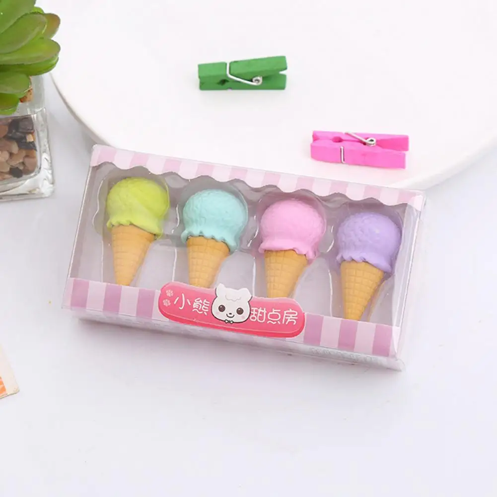 תלת-מימדי מחקים חמוד מזון צורה מצוירת מחקים סוכריה על מקל גלידה, סופגניות בטוח לילדים צעצוע בידור כתיבה - 1