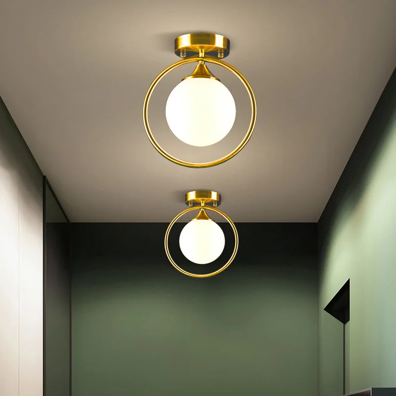 תקרה דקורטיבית אורות נורדי תפאורה אור המסדרון הוביל את האורות בבית בד מנורת תקרה זכוכית מנורת תקרה - 3